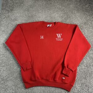 VINTAGE Wisconsin Badgers Sweatshirt Mens XL Red Football NCAA Lee 90s Made USA